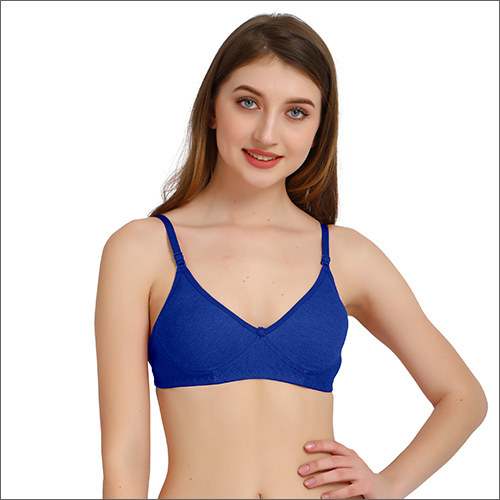 Milanch Blue Bra - Cotton Fabric Sizes 30-44 Multicolour Design | Unlined Padded Bra for Everyday Wear Knitted Pattern Women's Lingerie