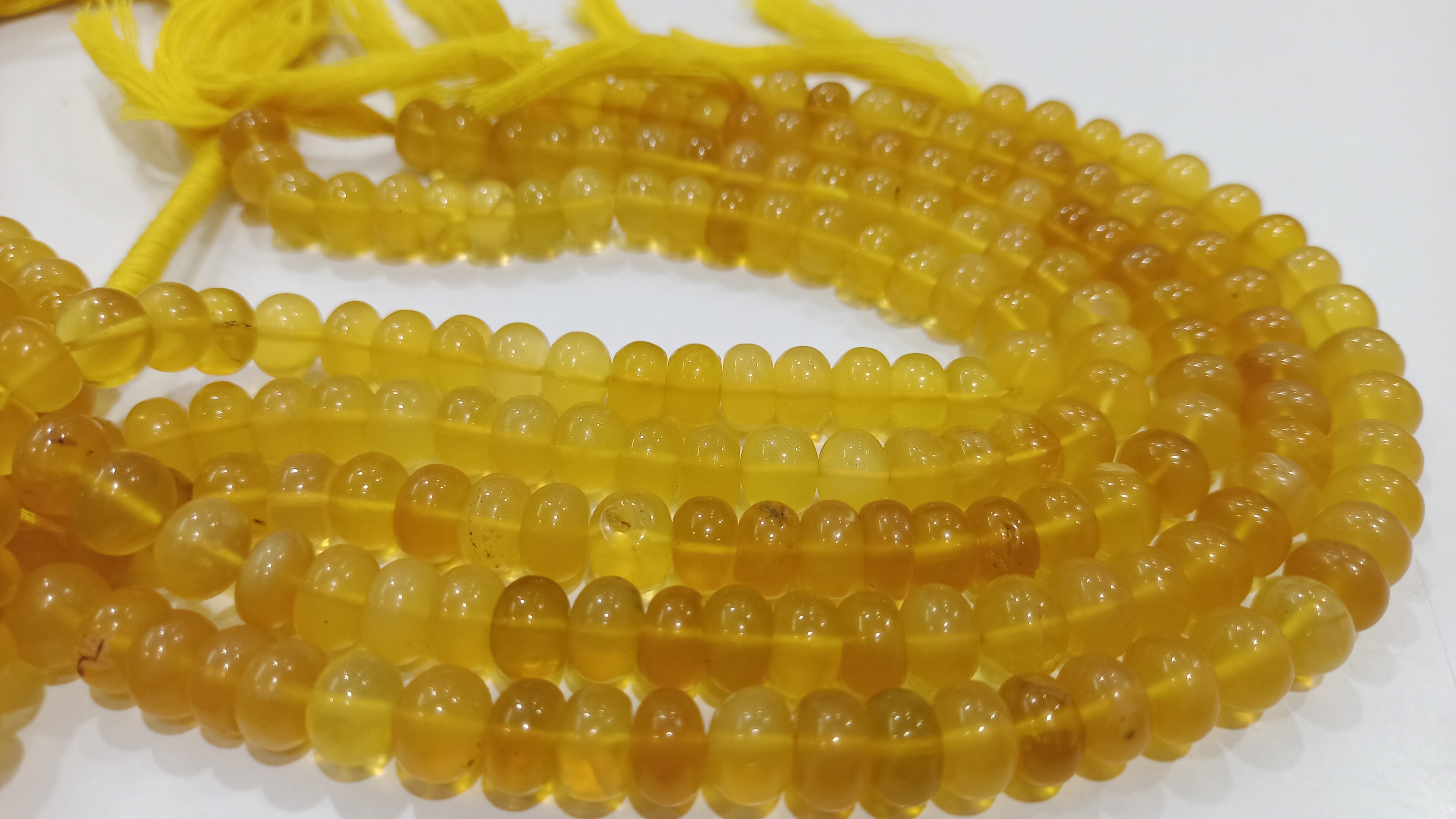 8mm Natural Yellow Opal Rondelle Plain Smooth Beads