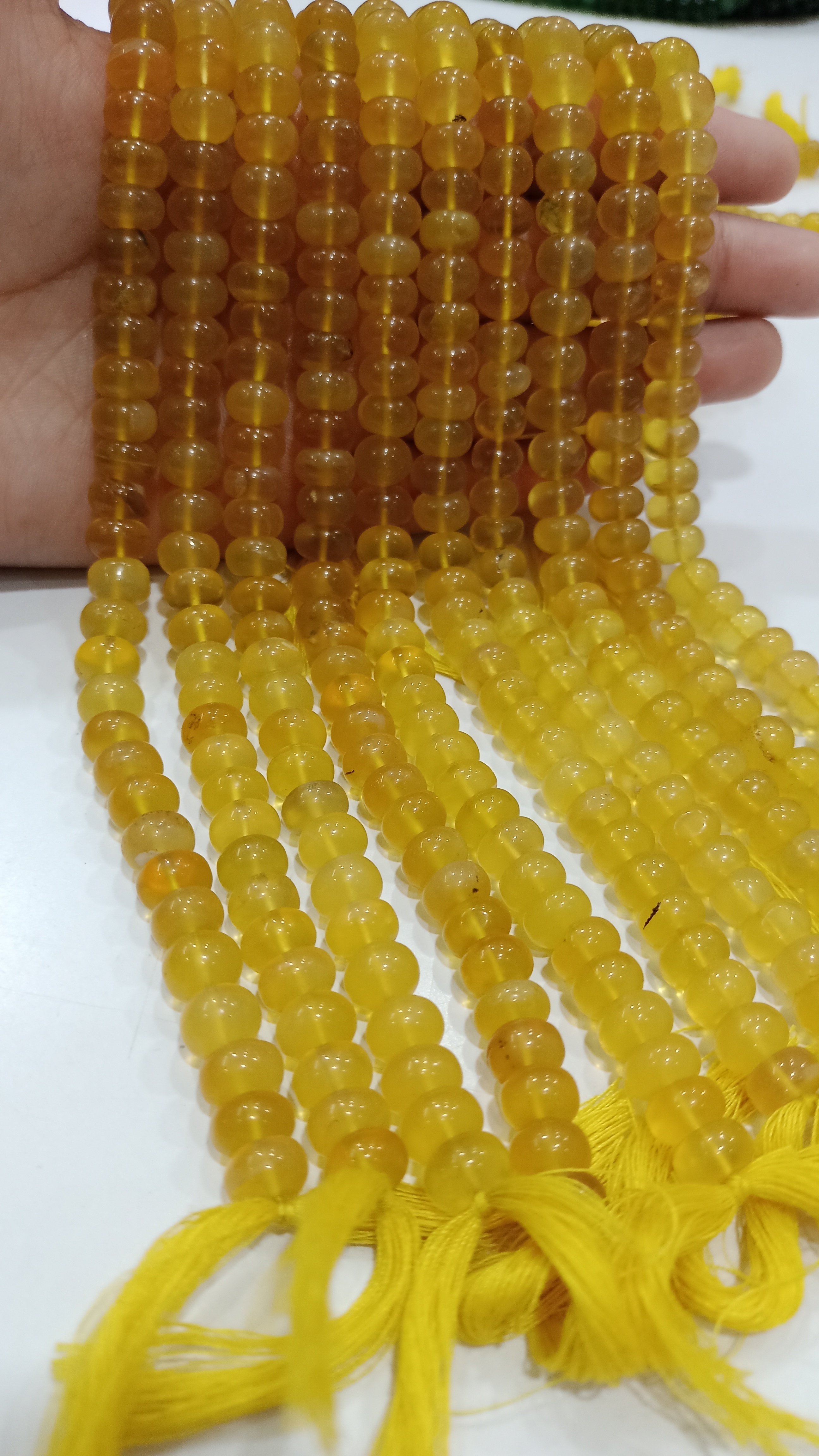 8mm Natural Yellow Opal Rondelle Plain Smooth Beads