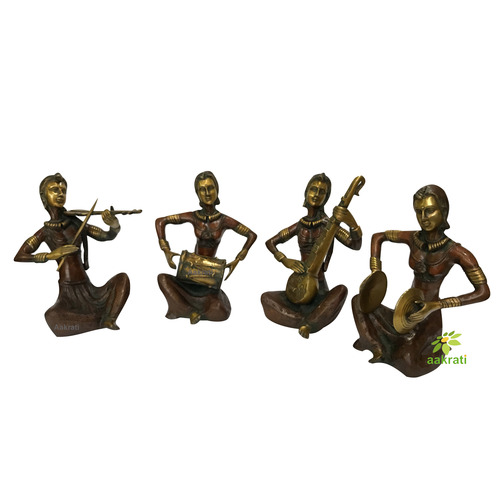 Tribal Folk Musician  Brass Musical Set Set of 4 Musicians  Office n Hotels Decor  Gift For Music Lover