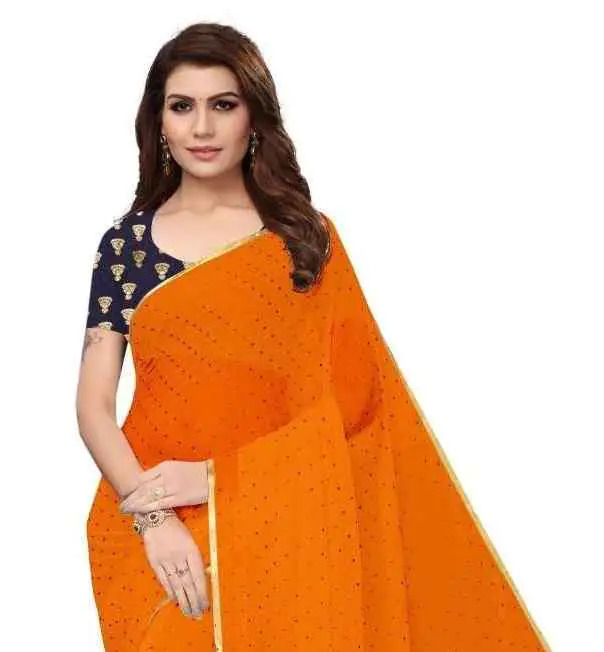 Chiffon saree with blouse piece