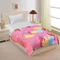 Home Spaces Cotton Cartoon Character Kids Single Bed Reversible Ac Dohar Blanket - 82x55 Inch, Multicolor Floral Pattern, Ideal For Home And Hotels