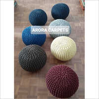 Knitted Cotton Pouf - 45x45x30 Cms, Multi Color, Handmade Design | High Quality, Customized Size, Suitable For Commercial Use