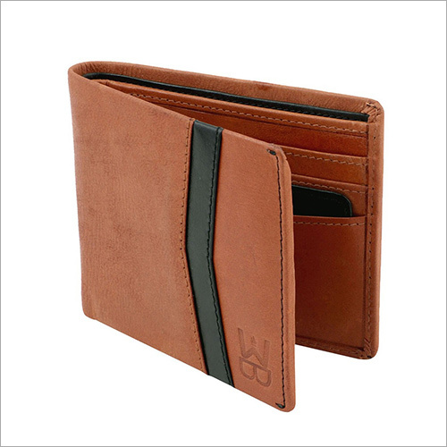 Men Tan And Black Colourblocked Leather Two Fold Wallet