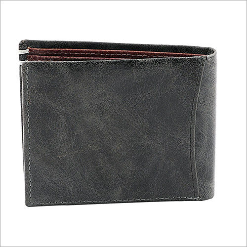 Men Black Textured Leather Two Fold Wallet Size: Height: 11 Cm Width: 22 Cm