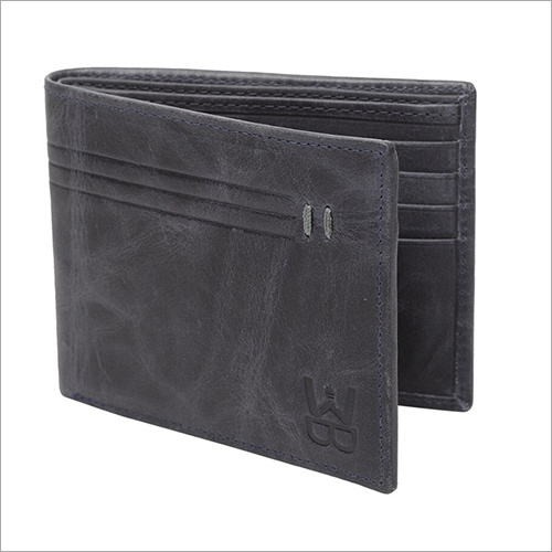 Men Black Self Design Leather Two Fold Wallet