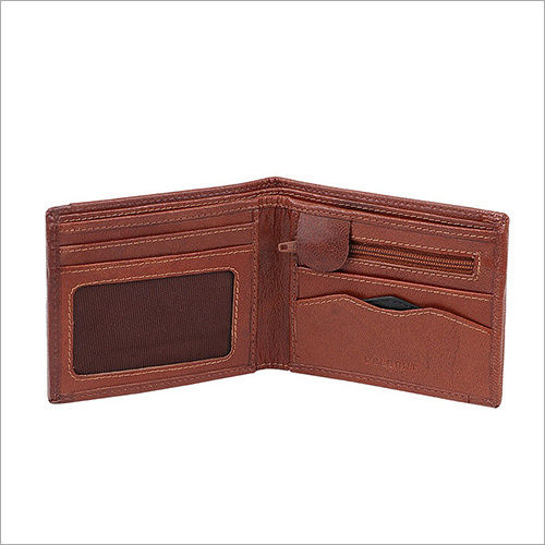 Men Brown And Black Solid Leather Two Fold Wallet