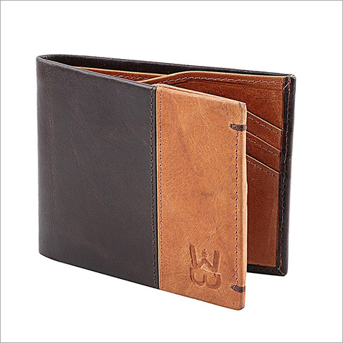 Men Tan And Black Colourblocked Leather Two Fold Wallet