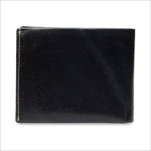 Black Men Tan Brown Solid Leather Two Fold Wallet