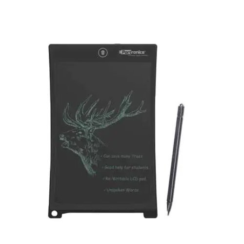 Black Portronics Ruffpad 10 Plus Re-Writeable Lcd Writing Pad With Content Safety Button (Black)