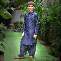 Boys Plain Pathani Kurta Pajama Set