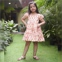 Girls Cream and Orange Frock Set