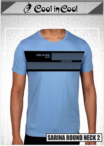 Polyester Mens Round Neck Half Sleeve T-Shirt