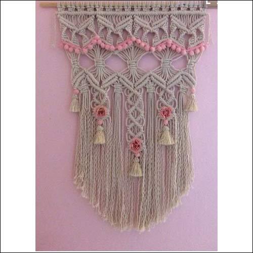 Brown and White Jute Wall Hanging Tassel Fringes
