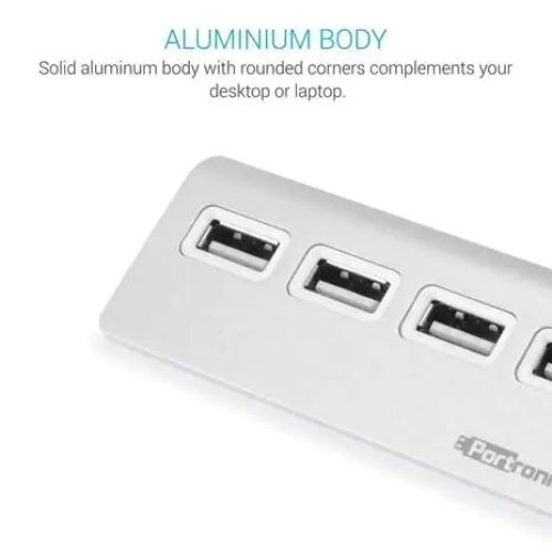 Portronics POR-717 M Port 24 USB Hub with 4 USB Ports Silver