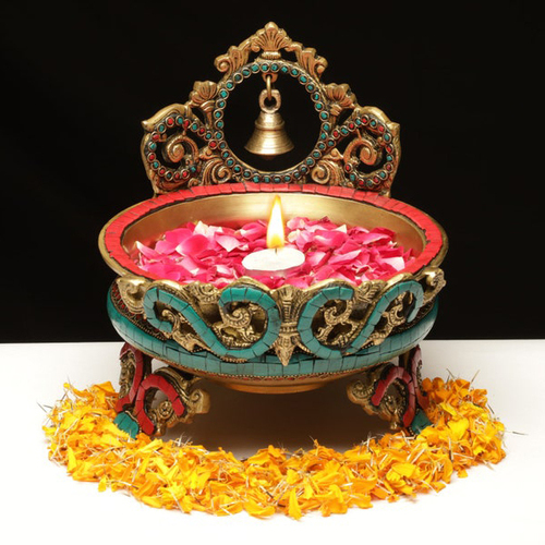 Floating Flowers Candles Handcrafted Vessel for Diya Stand Home Decorations
