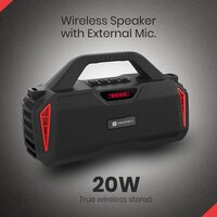 Portronics Chime 20W TWS Wireless Bluetooth Speaker with Wired Karaoke Mic. with Inbuit FM USB Aux-in Micro SD Upto 8 hr Playback TIme