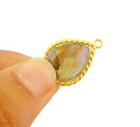 Twisted Bezel Pendant Gold Vermeil Necklace Twisted Gemstone Pendant 925 Sterling Silver Charms
