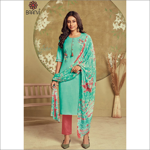 Indian Pure Cotton Suit With Embroidery Pant