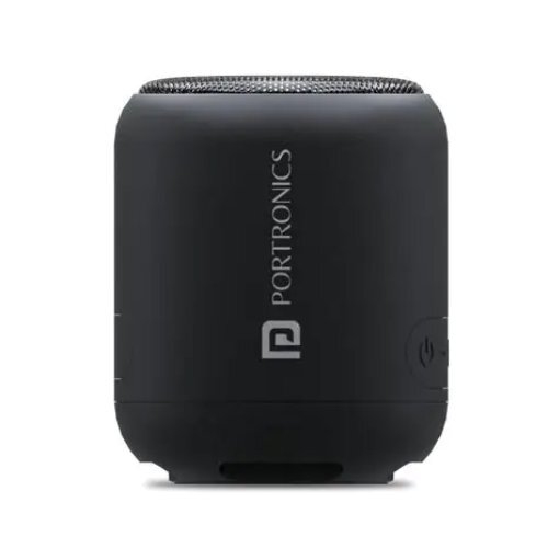 Black Portronics Sounddrum 1 10W Tws Portable Bluetooth Speaker With Powerful Bass  Inbuilt  Fm And Type C Charging Cable Included