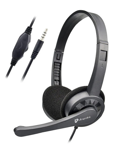 UltraProlink UM1045A iChat Multimedia PC Laptop Headphone with in Line Control with Volume Audio Compatible with Smartphones Tablets and PC Laptop Free 3.5mm convertor Plug By ROLLOVERSTOCK