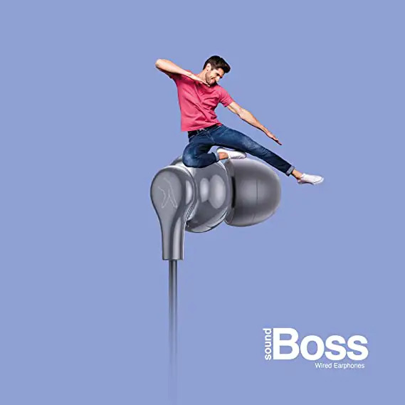 FINGERS SoundBoss Wired Earphones  with in Built Mic  Sturdy Cable and L pin Connector Dark Silver