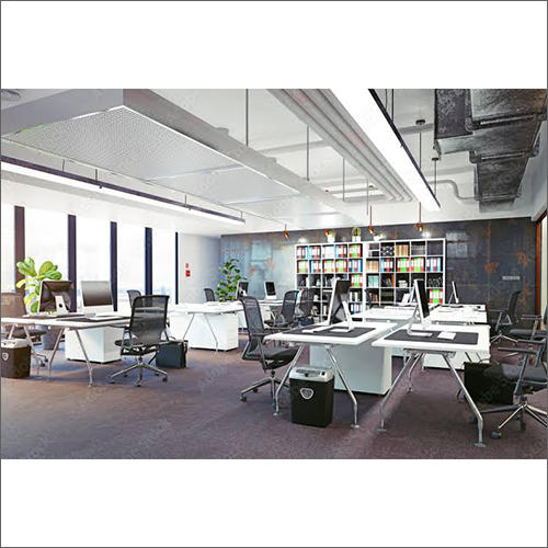 Designer Office Interior Works Service - Custom Designs Modern Aesthetic High Comfort Level Space Optimization Boosts Productivity 1-Year Warranty