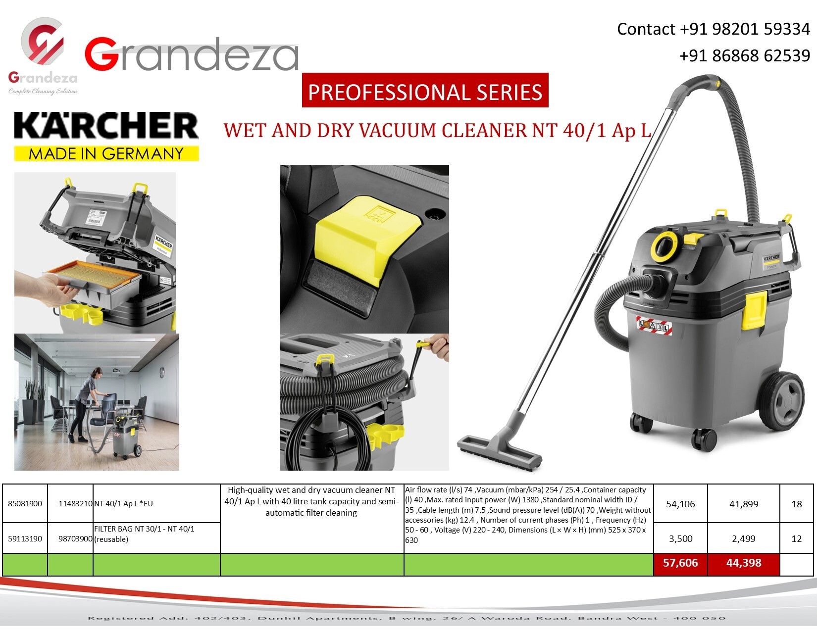 KARCHER Wet and Dry Vacuum Cleaner NT 40/1 Ap L