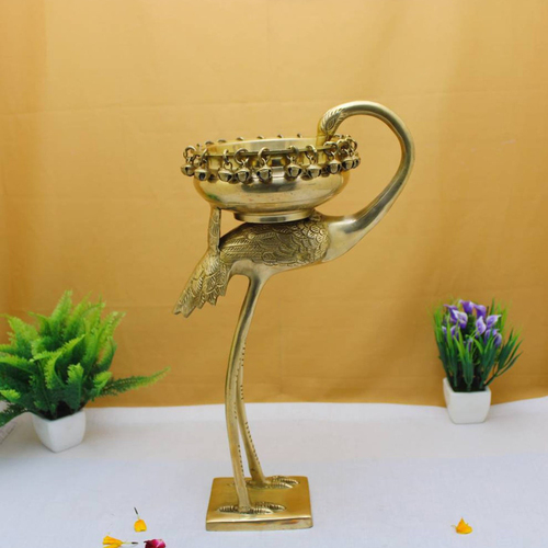 Brass Urli Ethnic Brass Flamingo Urli Brass Urli Showpiece Centre Table Decor Brass Statue for Corner Table Birds Urli