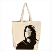 Natural Canvas Tote Bag - Customized Size, Eco-friendly White Design, Shoulder Length Handle