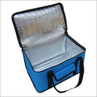 Insulated Thermal Bag - Insulation Material Fabric,  Front Pocket With Velcro Closure, Blue Color, Black Handle, Zip Closure - Ideal For Ice Cream, Frozen Food, Pharma, Outdoor Events, And Deliveries