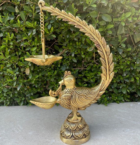 Aakrati Brass Annam Bird Diya for Home Temple Big Size Oil Wick Diya Indian Handcrafted Deepak for Home Decor  Handmade Lamp