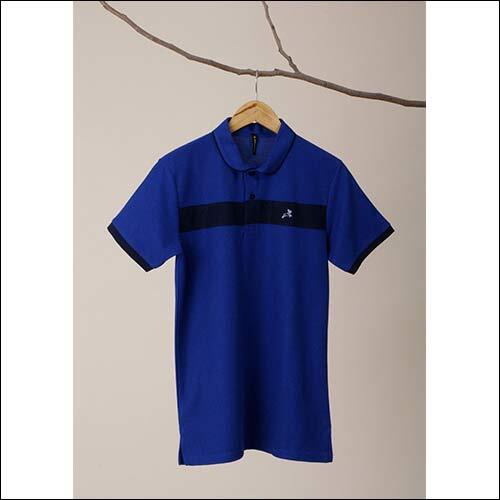 Cotton Blue Kleemo Office Wear Polo T-Shirt