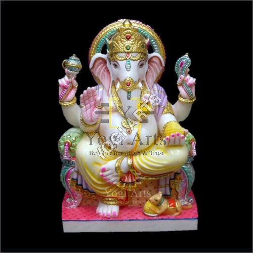 रंगीन संगमरमर की गणपति जी की प्रतिमा