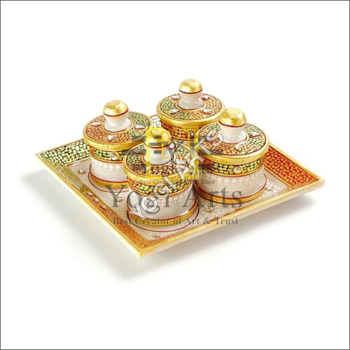 Decorative Marble Dry Fruit Tray Set