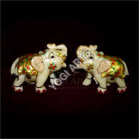 Designer Marble Handicrafts Elephant Statue - Color: White