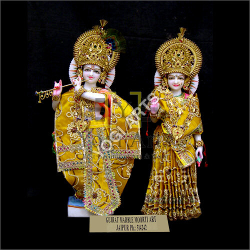 Colored Marble Radha Krishna Statue