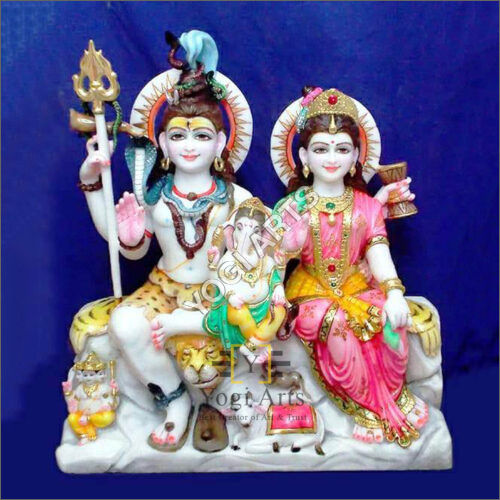 Polishing Colored Marble Shiv Parvati Statue