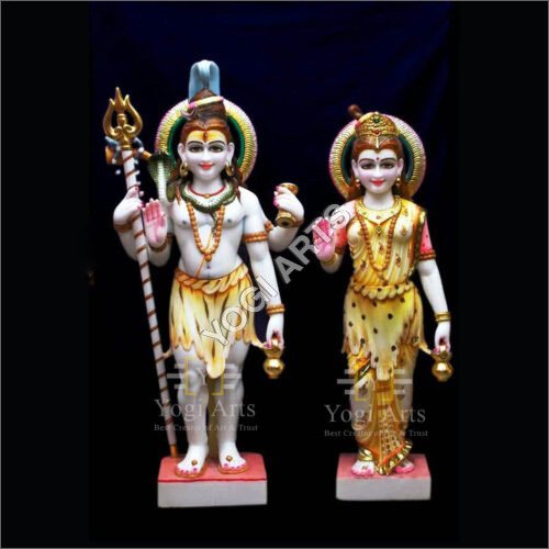 White Marble Shiv Parvati God Statue