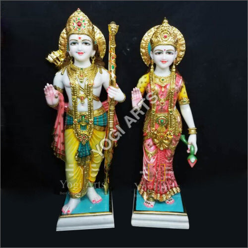 Eco-Friendly Multicolored Marble Sita Ram Statue