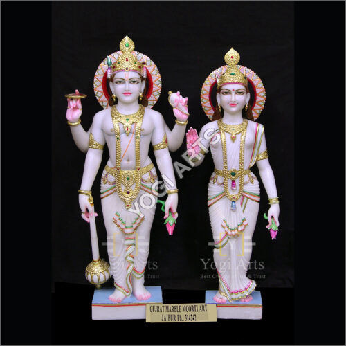 Marble Vishnu Laxmi God Statue