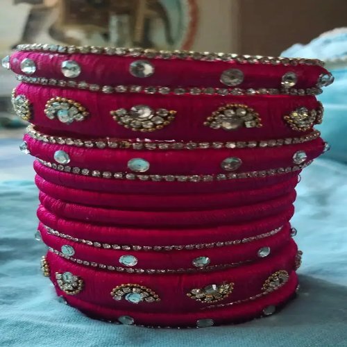 Silk Thread Embroidery Bangles set