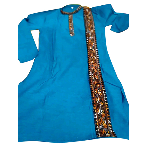 Cotton Men Sky Blue Kurta