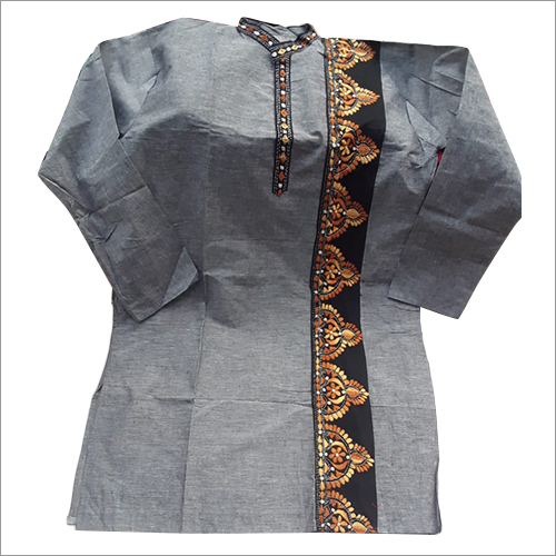 Men Grey Kurta - Cotton Material, Printed Pattern | Washable and Comfortable Design