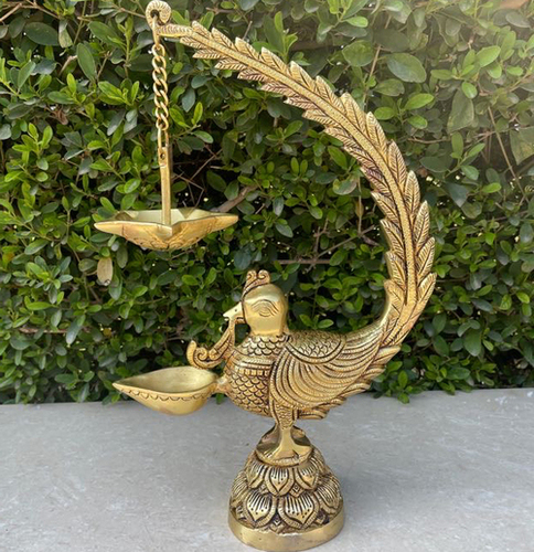Aakrati Brass Annam Bird Diya for Home Temple  Big Size Oil Wick Diya Indian Handcrafted Deepak for Home Decor Handmade Lamp