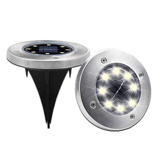 8 LED Disk Lights Outdoor Garden Landscape Lighting Solar Underground Light for pathway