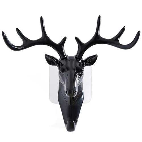 Black Adhesive Deer Head Hanger Hooks