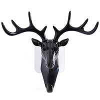 Adhesive Deer Head Hanger Hooks - Resin, Multicolor, Black | Creative Design, Eye-catching Home Decor, Easy Peel And Stick Installation