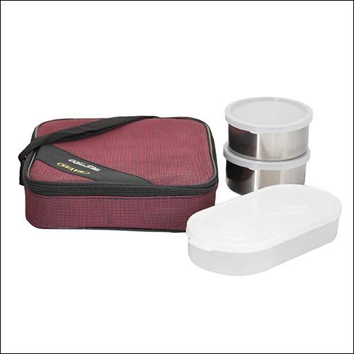 Mattee Square  2 Air Tight Container And Chapati Tray 750 Ml Lunchbox