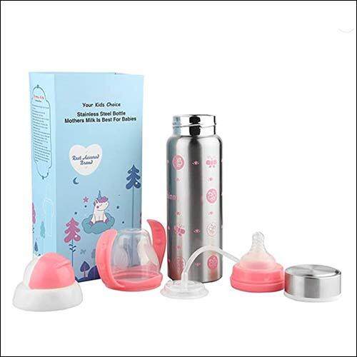 Little Monkeys Baby Milk Bottle with Stainless Steel and 3 in 1 Combo Bottle-Straw-Sipper with Handle for Newborn